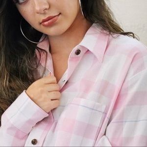 🎯Pink plaid pj top